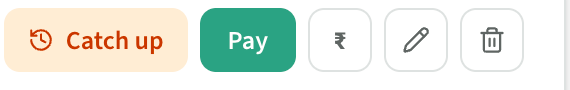 Chit row actions showing the Catch up and Pay buttons